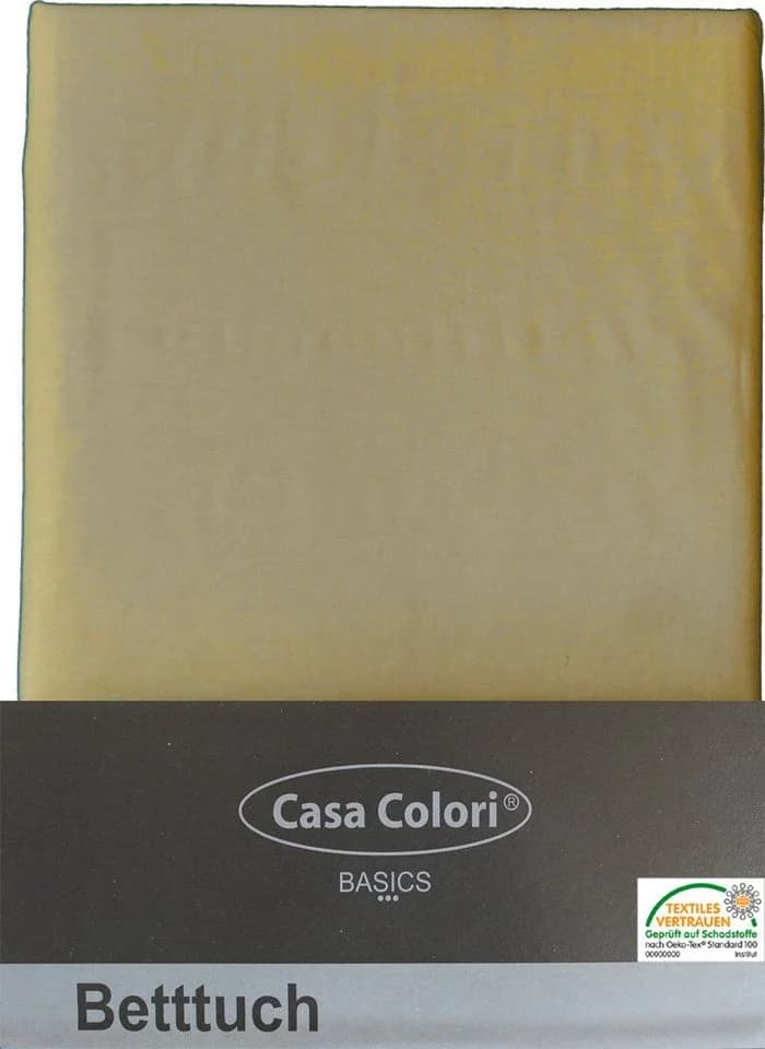 KH-Haushaltshandel Betttuch Beige Klassisches Baumwoll-Cretonne ohne Spanngummi
