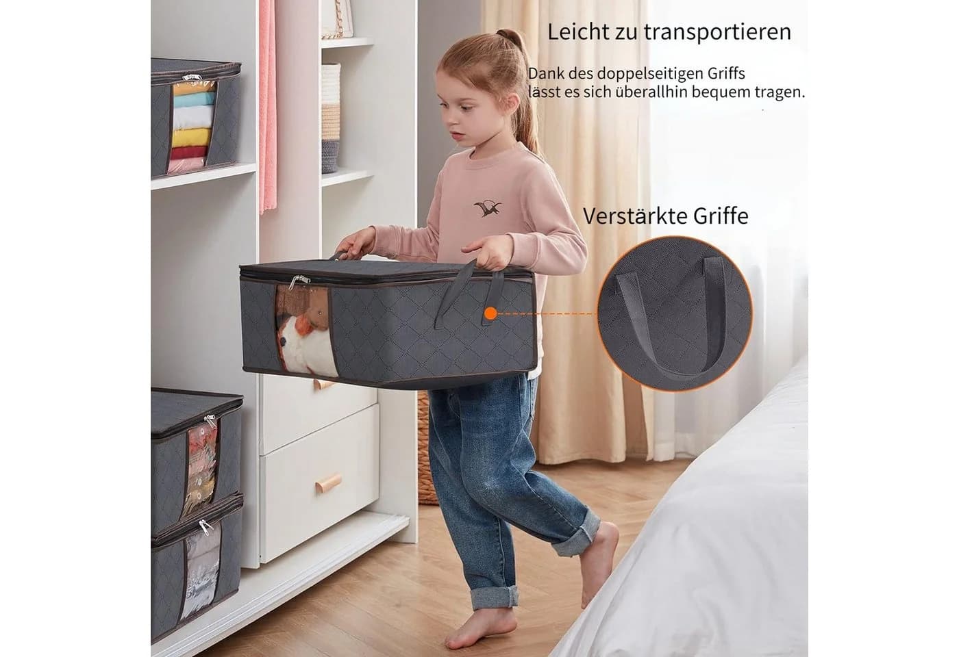 Blusmart Unterbettkommode Aufbewahrungstasche 3er-Pack Grau