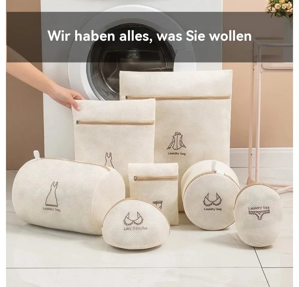 Blusmart Wäschesäckchen Wäschenetz für Waschmaschine, 7-St. Beige Polyester