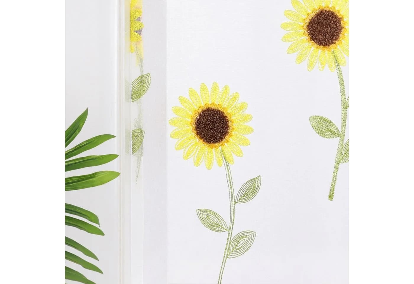 Joyswahl Scheibengardine mit Sonnenblume Weiß-Gelb