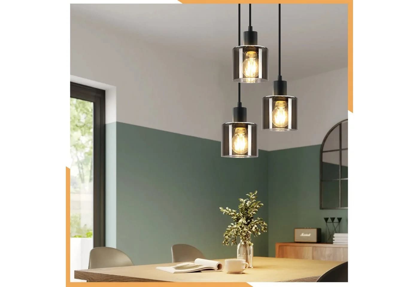 Nettlife Pendelleuchte Vintage 4-flammig E14 Schwarz