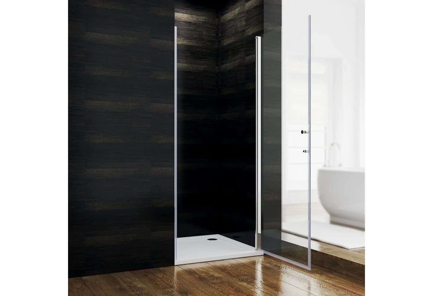 SONNI Dusch-Drehtür 70-90cm Nano Glas Duschabtrennung