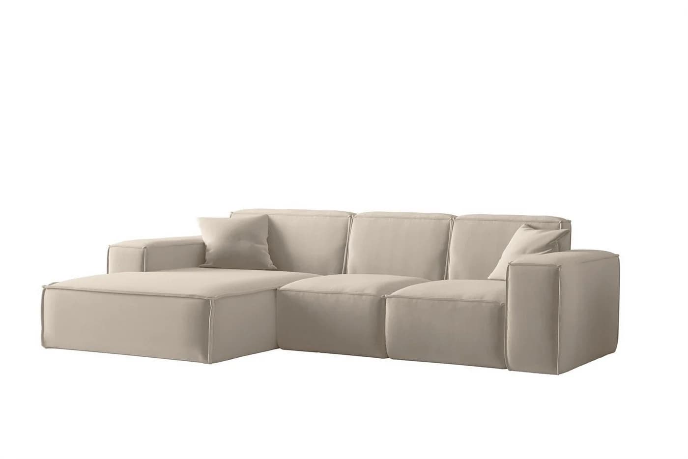 Fun Möbel Ecksofa CELES PREMIUM Ottomane Rechts oder Links Beige Stoff
