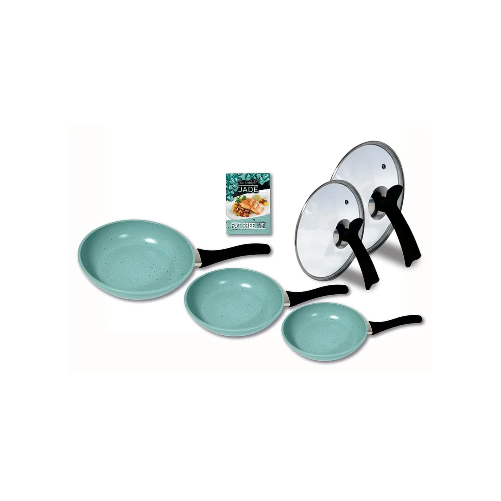 Starlyf® 3er Pfannenset Jade mit Glasdeckel