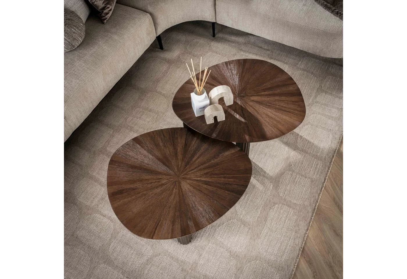 Sitheim-Europe Couchtisch Maya Teak dreieckig Set 2-tlg. Dunkelbraun
