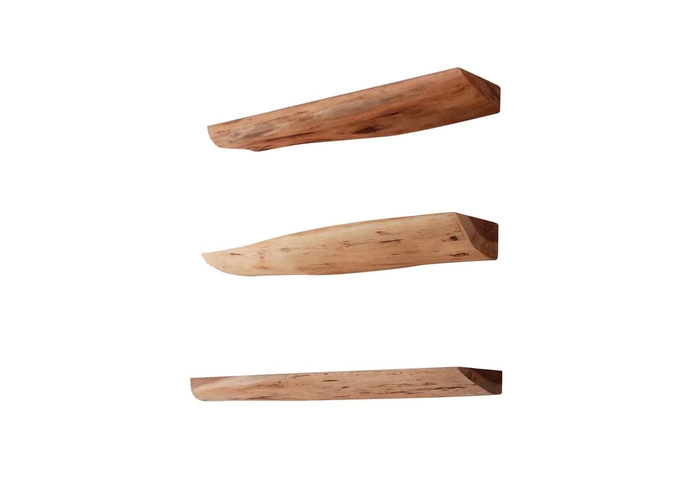 Sitheim-Europe Wandregal Edge 60cm Set aus 3 Massiv Akazie Baumkante