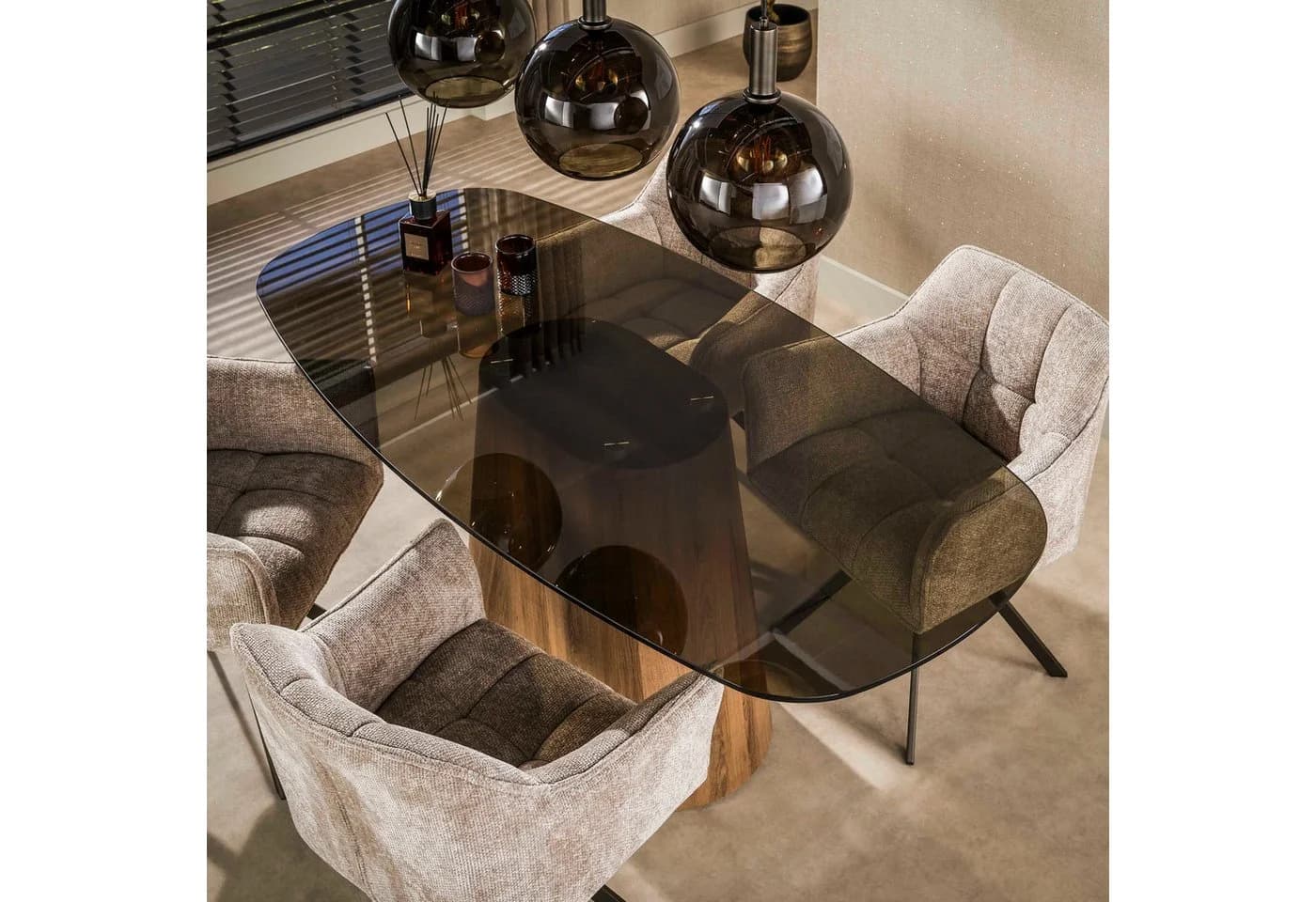 Sitheim-Europe Esstisch TINTO CENTRO Oval Braun Bronze Glas