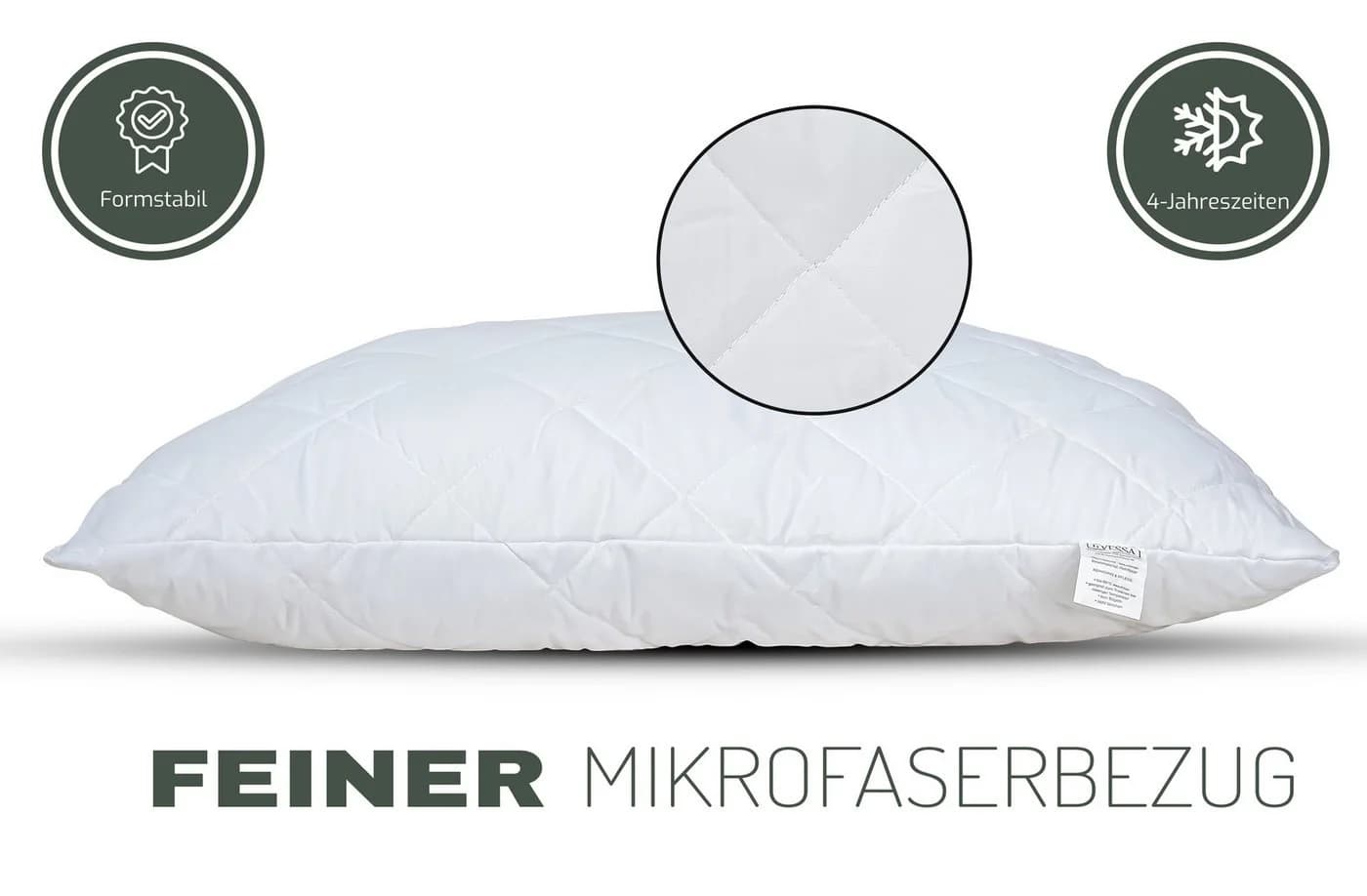 livessa Kopfkissen Microfaserkissen Hohlfaser Seitenschläfer Rückenschläfer 80x80