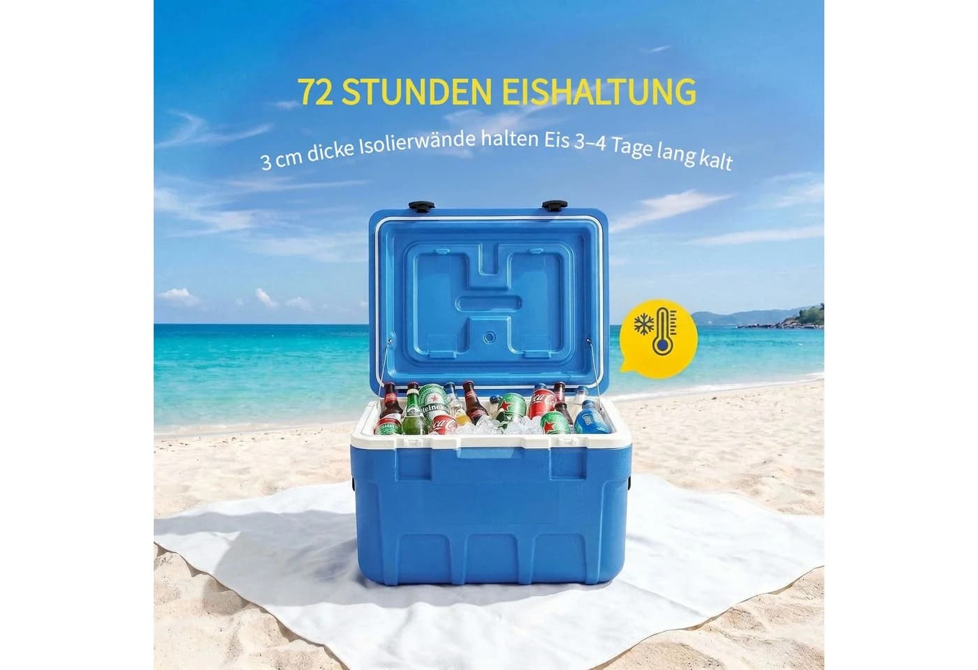 FOHERE Kühlbox 66 Liter Blau Tragbar