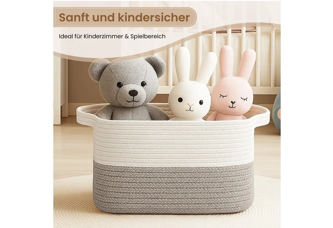 Youyijia Faltbarer Wäschekorb 65L aus Baumwollseil Braun