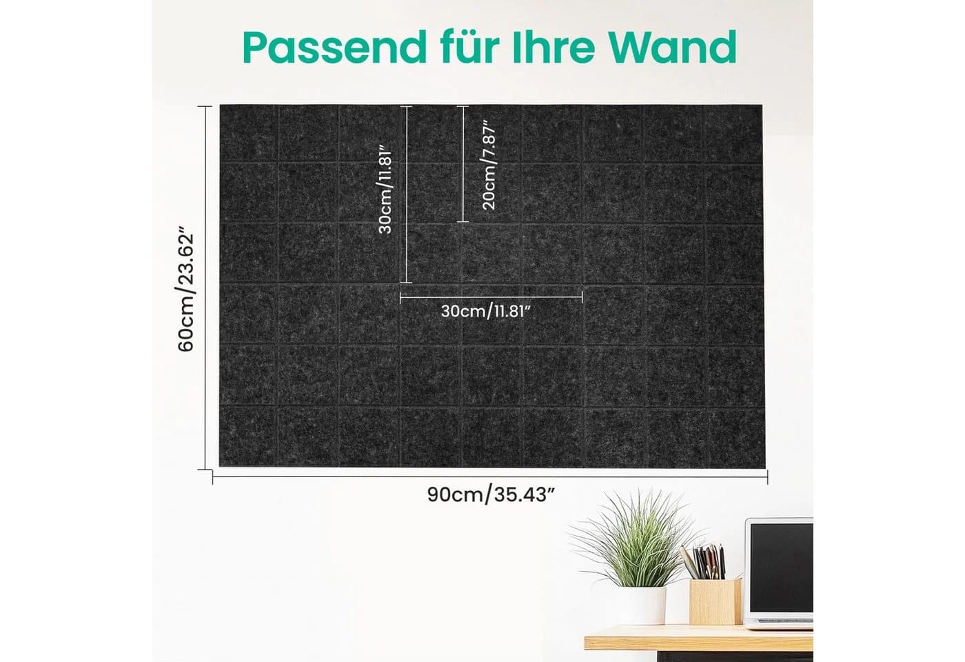 Youyijia Selbstklebende Filz-Pinnwand 6er Set Schwarz mit 30 Pinnnadeln
