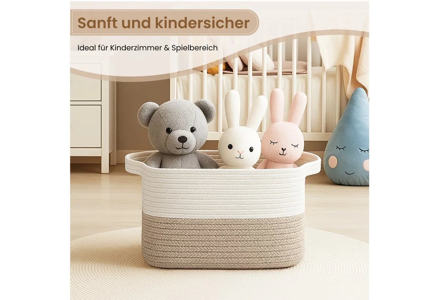 Youyijia Aufbewahrungskorb aus Baumwollseil Braun (3 St)