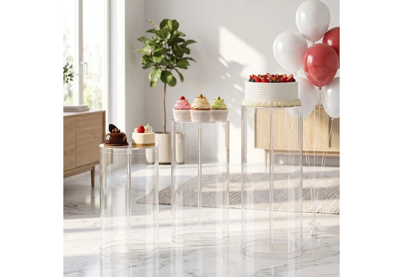 Youyijia Dekosäulen 3er Set Transparent Acryl Blumenständer