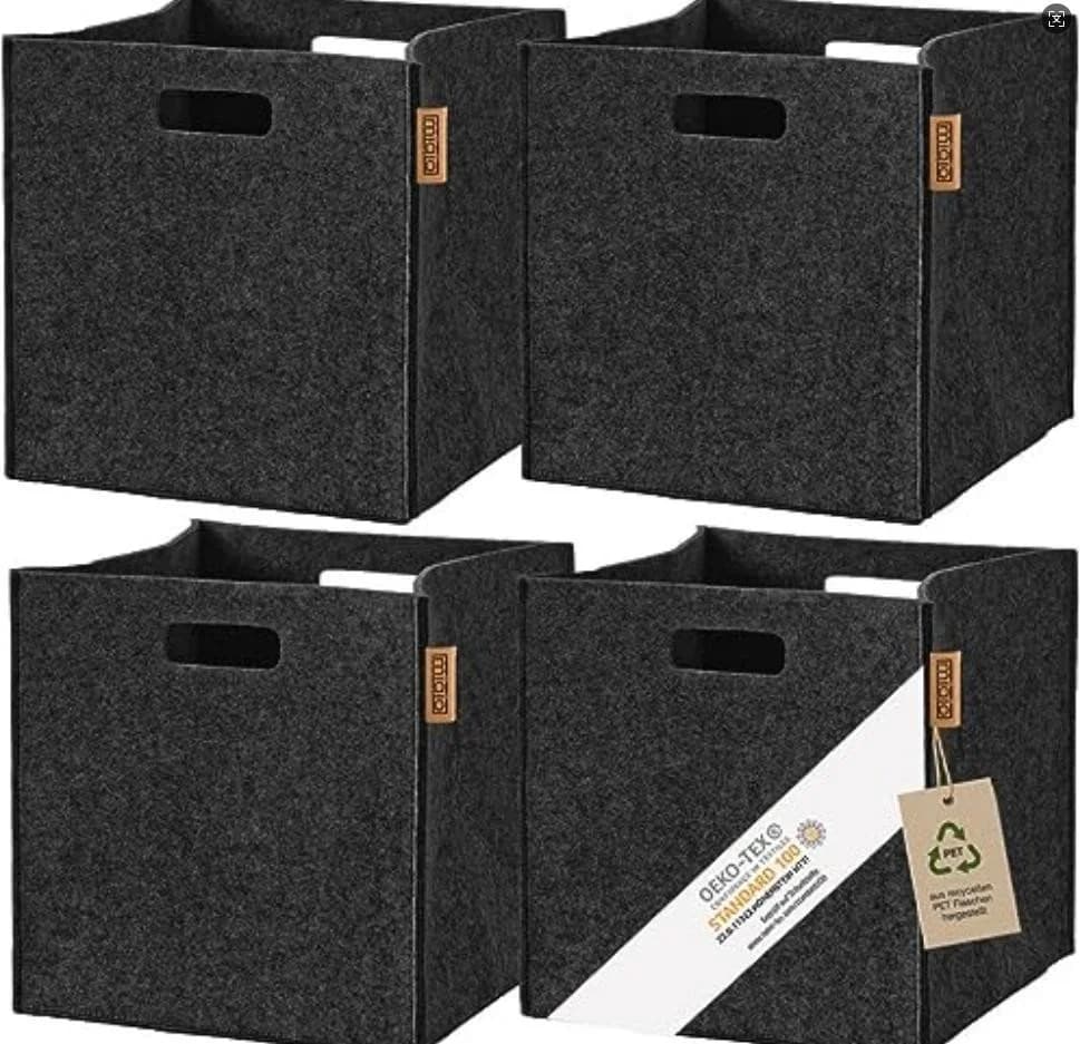 Youyijia Aufbewahrungsbox Filz 4er Set Beige