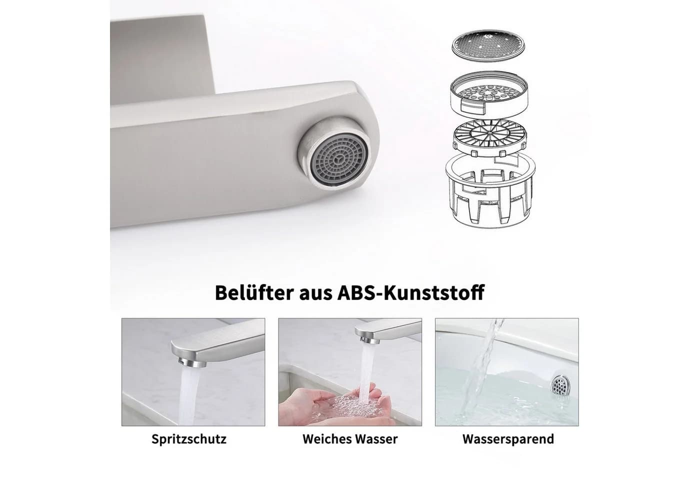 HOMELIVE Waschtischarmatur Zweierpack Edelstahl Mischbatterie