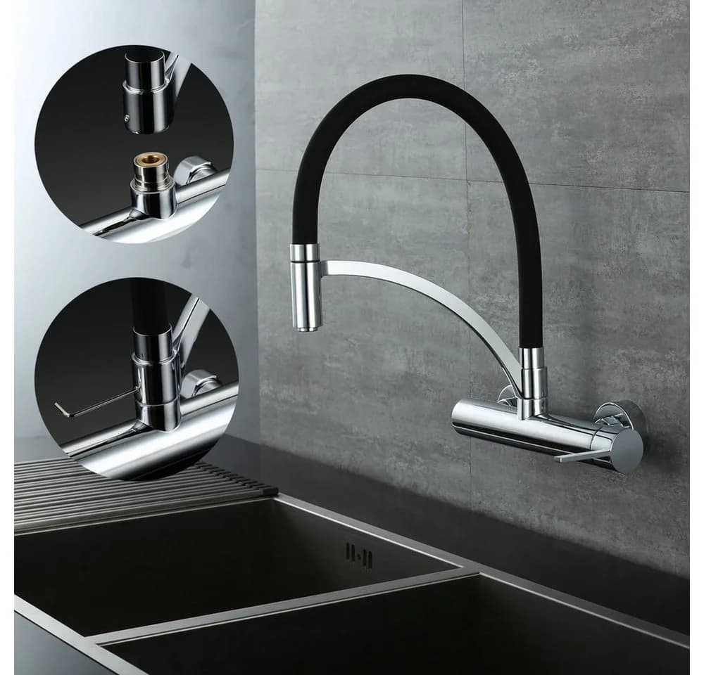 HOMELIVE Wand-Küchenarmatur Messing 180° drehbar