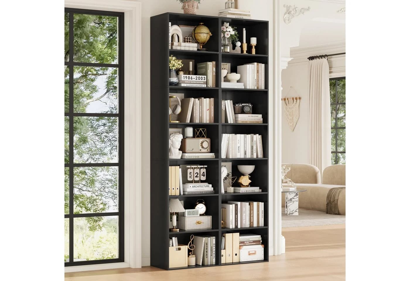 Homfa Bücherregal 220cm mit 7 Fächern, Bücherschrank, verstellbare Ablagen