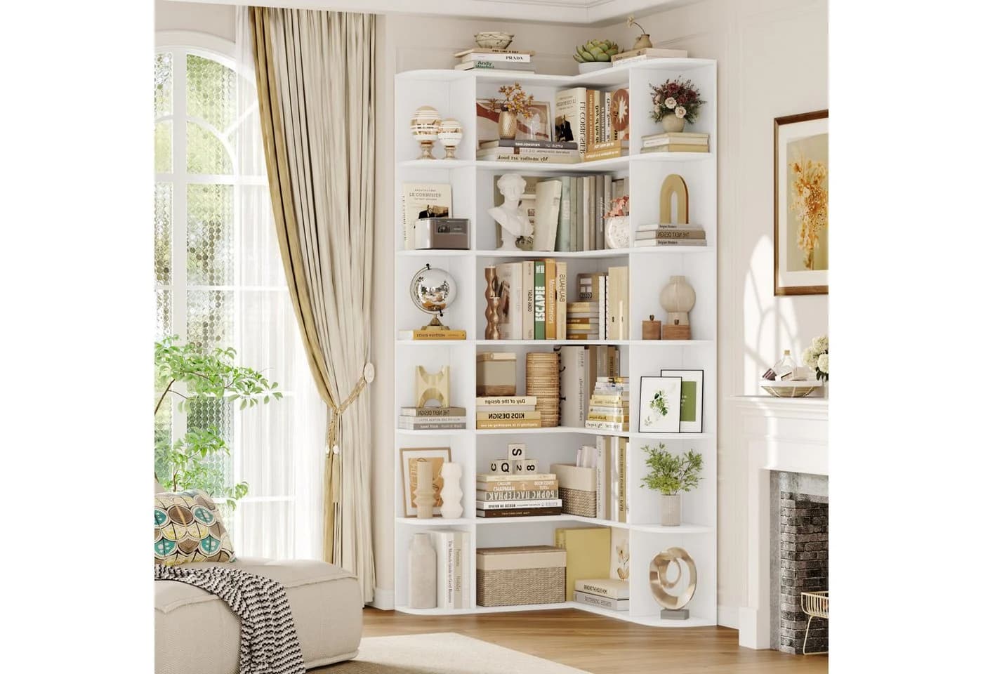 Homfa Eckregal Weiß L-förmig Bücherregal Standregal 185 cm