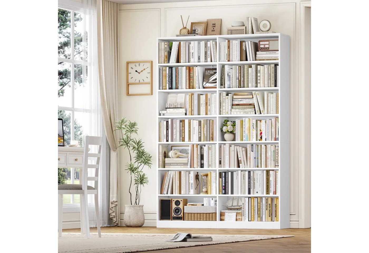 Homfa Bücherregal 14 Fächer Weiß Modernes Standregal