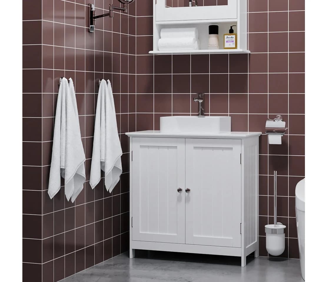 Homfa Waschbeckenunterschrank Weiß MDF 60x30x60cm
