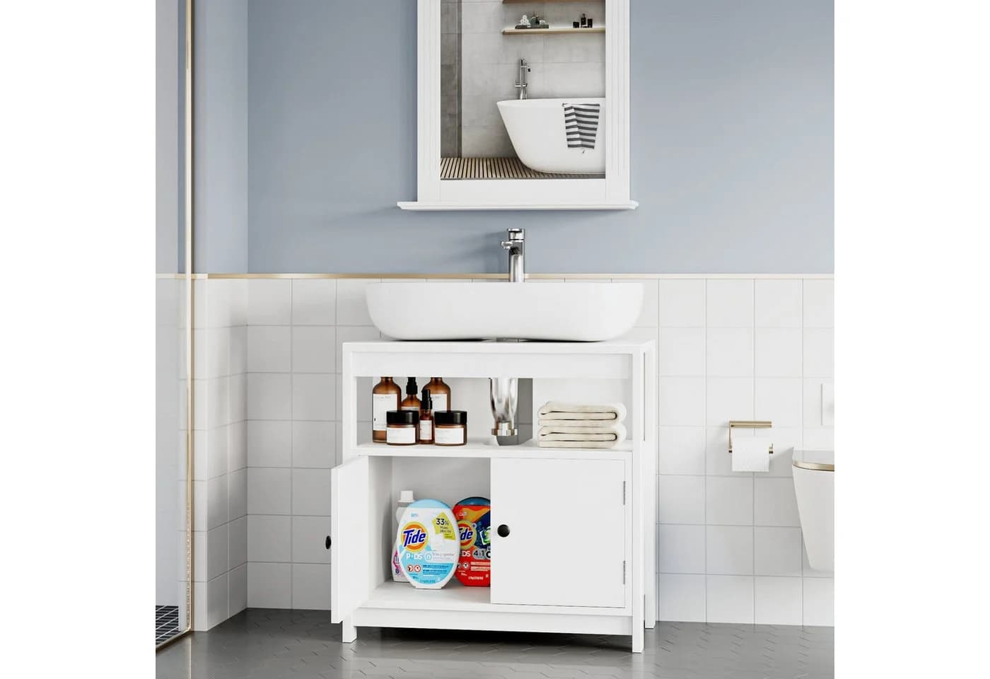 Homfa Waschbeckenunterschrank 60 cm Weiß