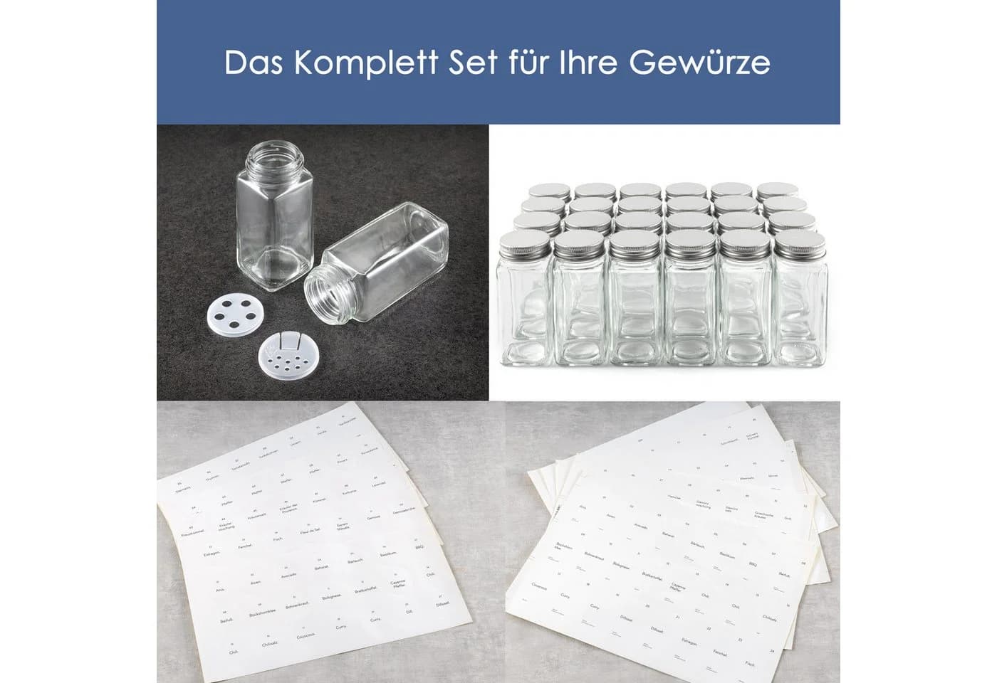 Hanseküche Gewürzgläser Set 24-tlg. mit Streueinsatz Glas