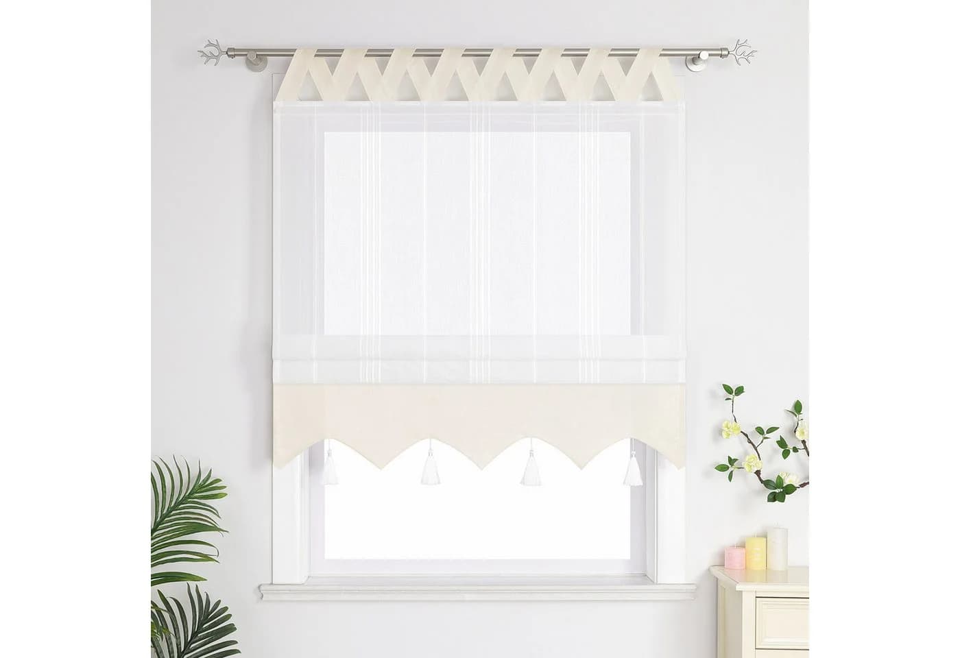 Delien Raffrollo Catrin Leinenoptik Beige