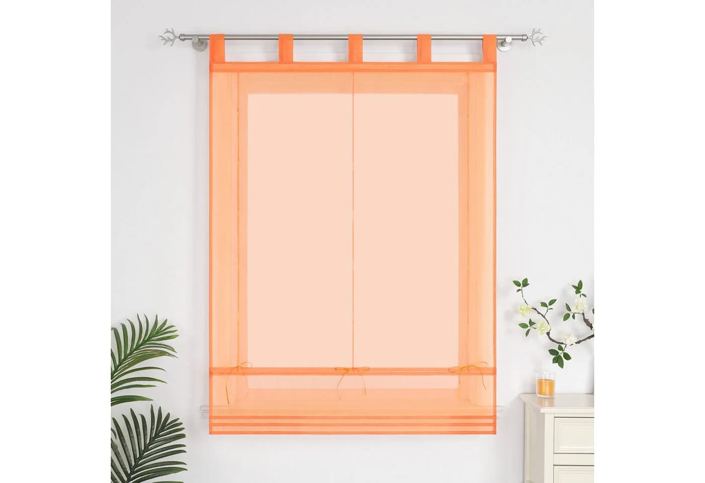 Delien Raffrollo Sophia Gardine mit Schlaufen Orange Voile Uni