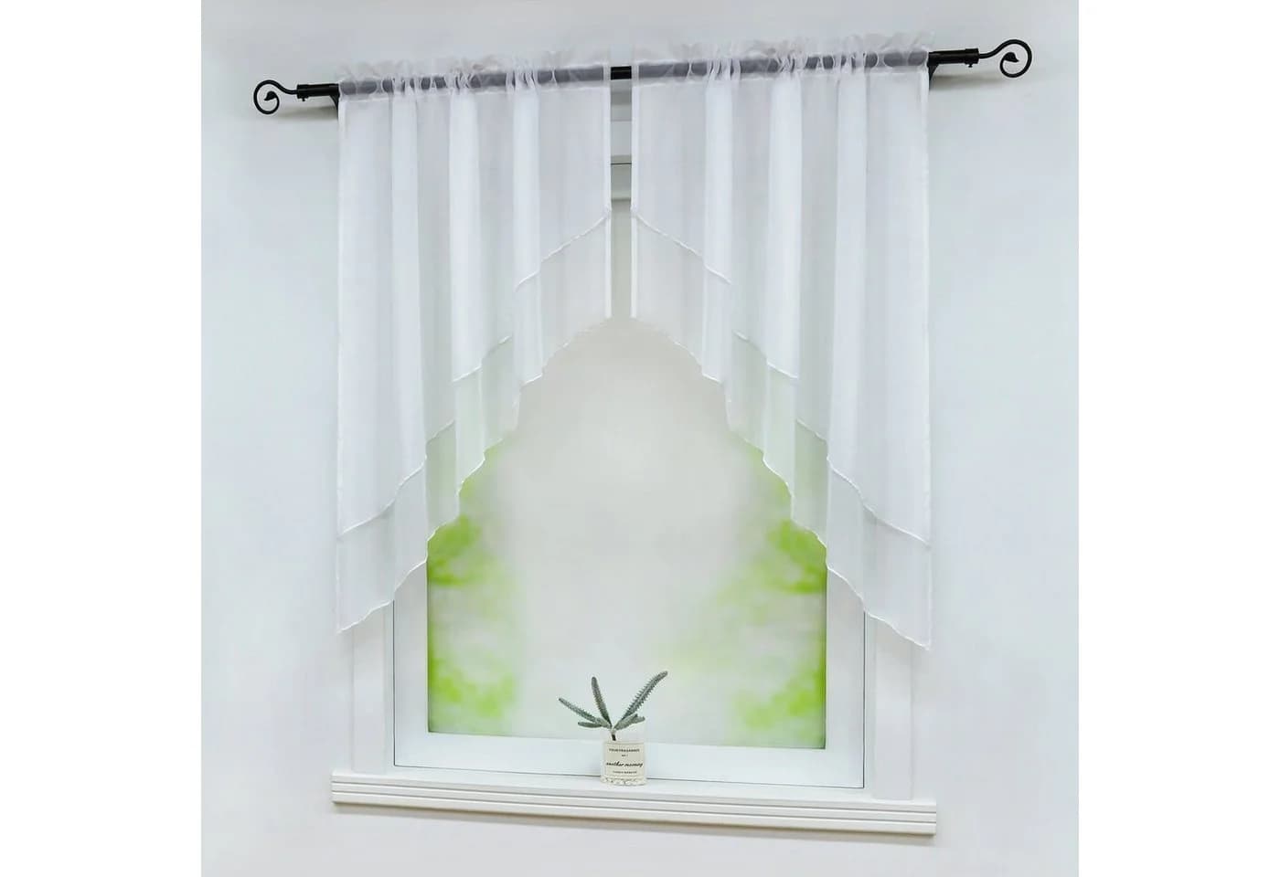 Delien Scheibengardine Beyza 2 St. Stangendurchzug Transparent Zweifarbig