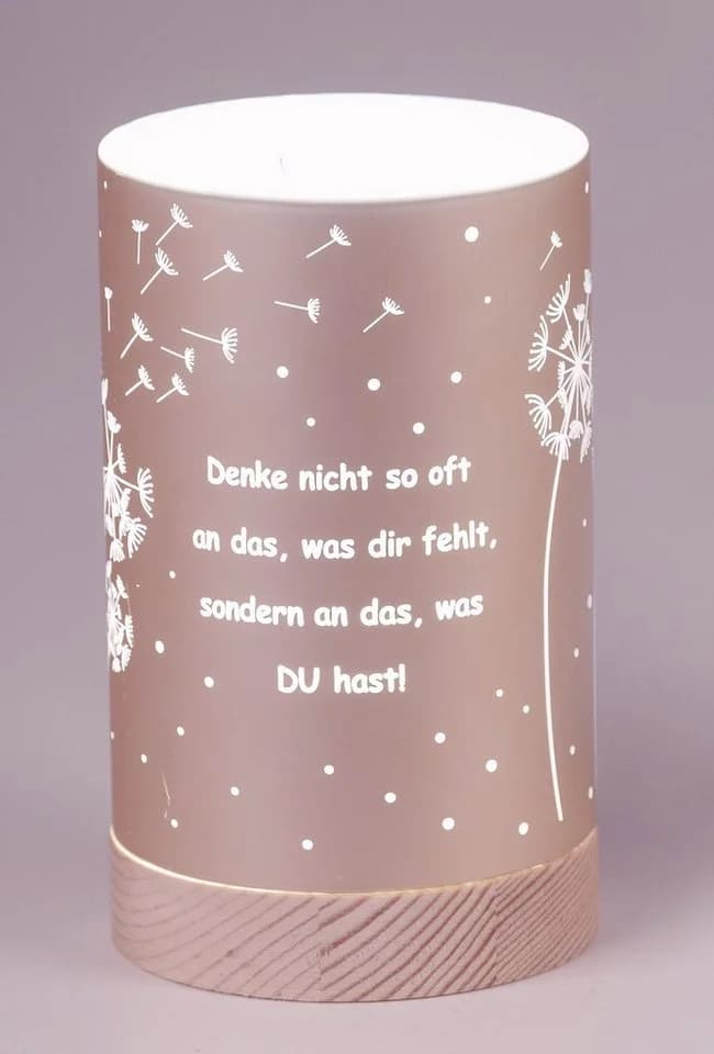 formano LED Dekolicht Pusteblume Rosa Glas Holzsockel Timer
