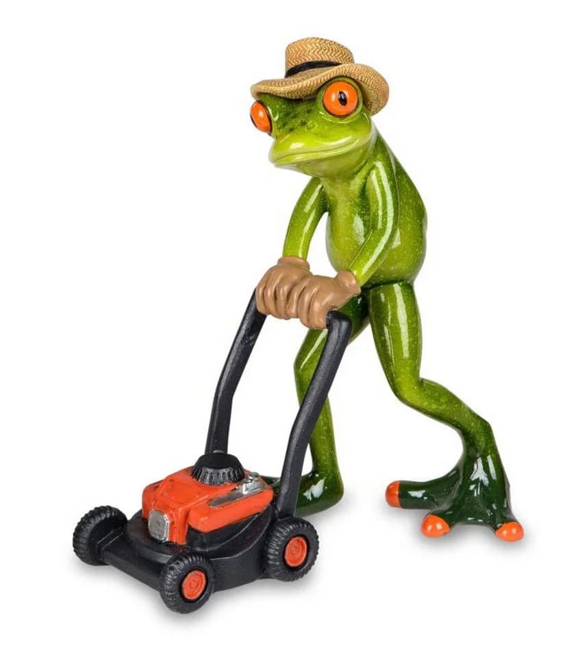 formano Dekofigur Frosch mit Rasenmäher 17 cm Kunststein glänzend
