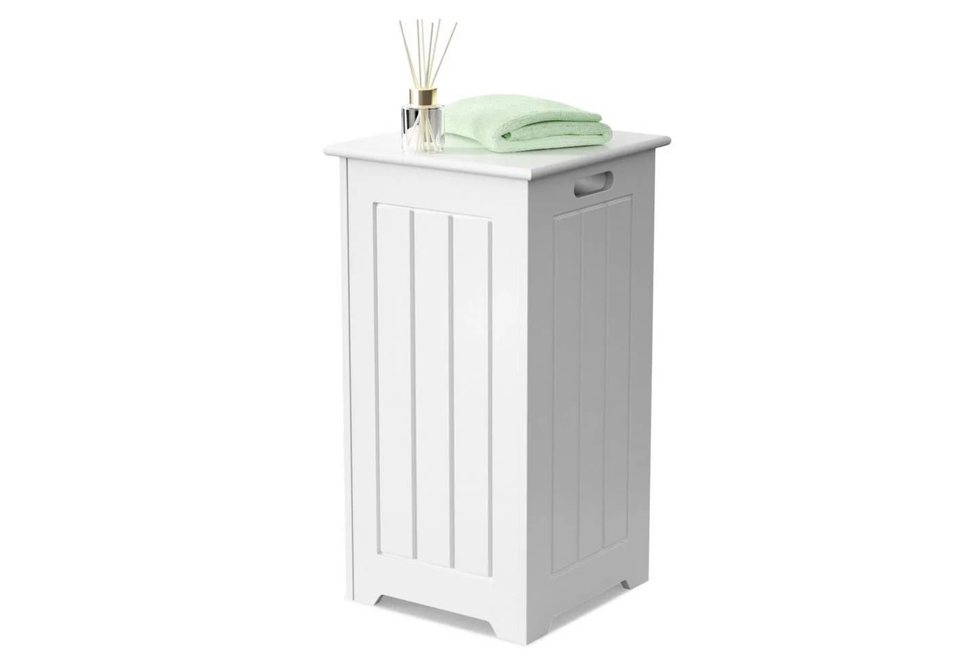 COSTWAY Wäscheschrank Wäschekorb schmal mit Deckel, Höhe 61cm, Badezimmer