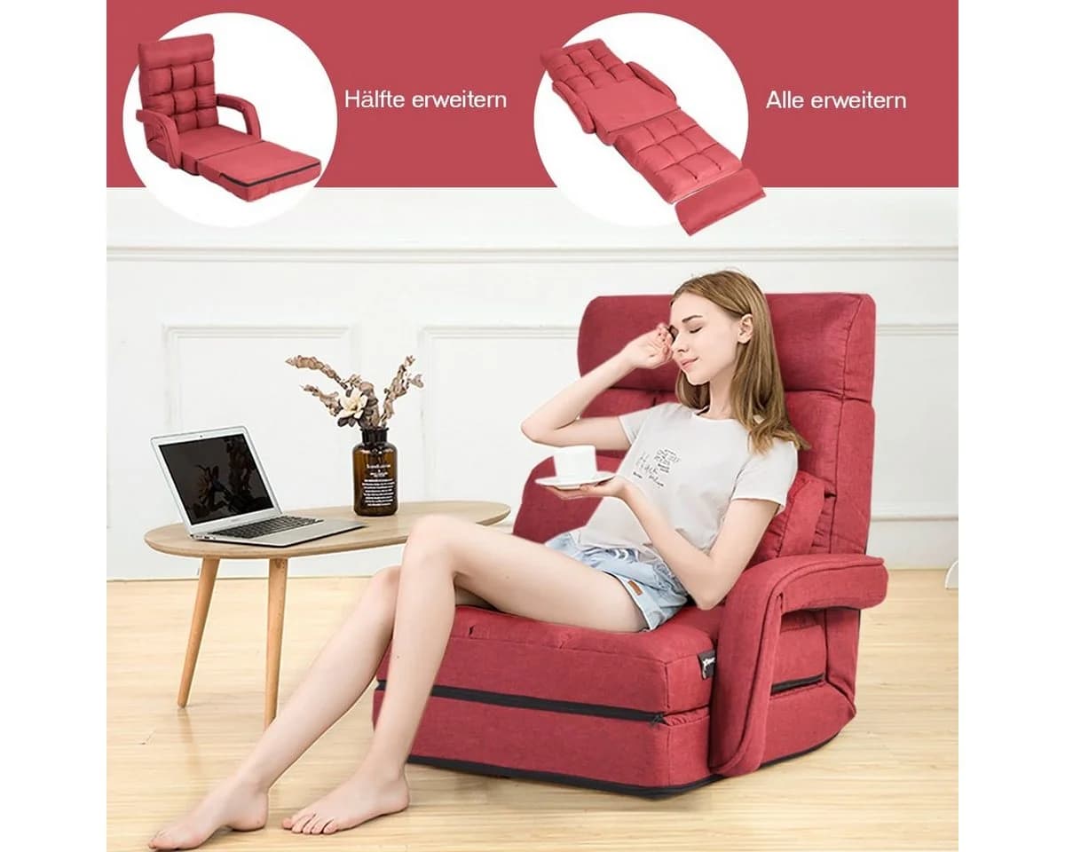 COSTWAY Relaxsessel Liegebett Klappbar Rot