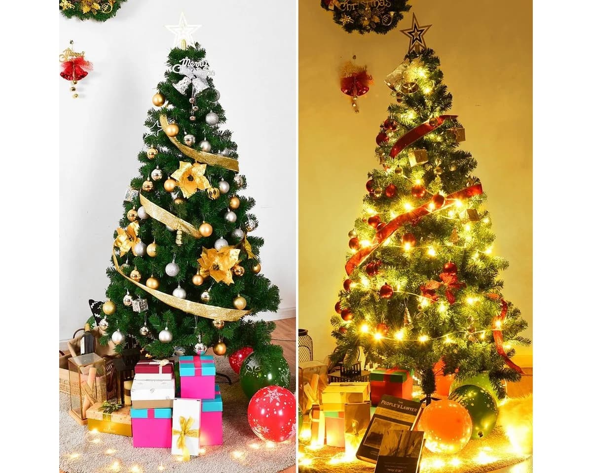 COSTWAY Künstlicher Weihnachtsbaum 180 cm mit 650 PVC Zweige & Klappsystem
