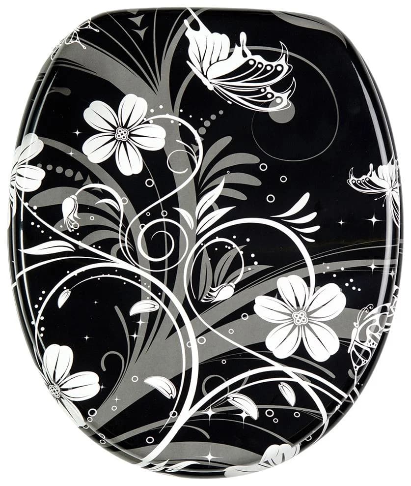 Sanilo WC-Sitz White Flower Schwarz-Weiß MDF SoftClose