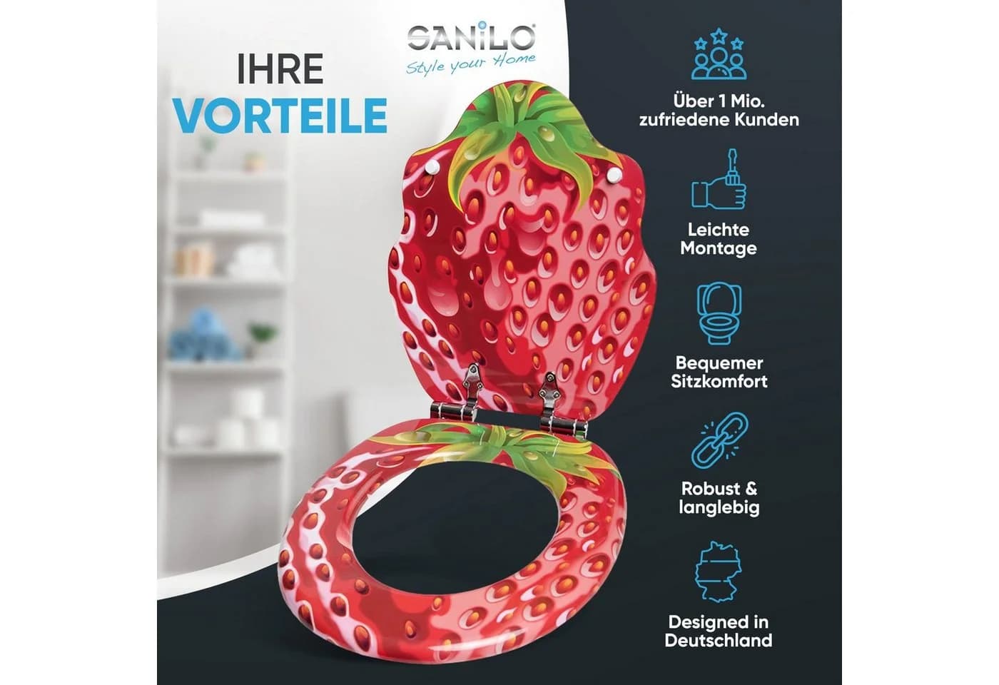 Sanilo WC-Sitz Strawberry Rot mit Absenkautomatik
