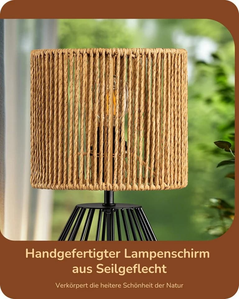 EDISHINE Nachttischlampe LED 2700K Warmweiß Metallfuß