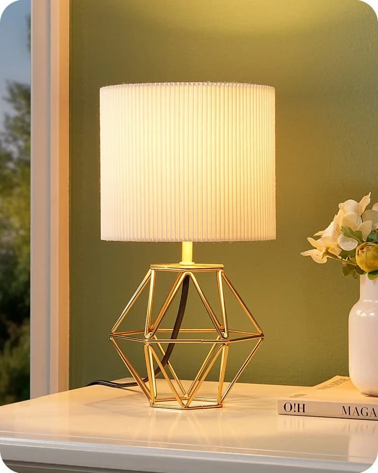 EDISHINE Nachttischlampe LED 2700K Warmweiß Vintage Metallfuß