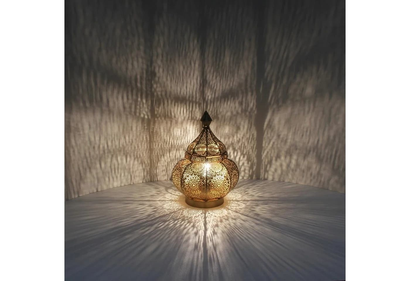 Casa Moro Nachttischlampe Gohar Antik-Gold Orientalische Tischlampe