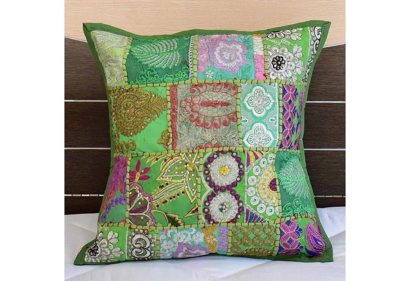 Casa Moro Dekokissen Orientalisches Patchwork Grün 40x40 cm Baumwolle