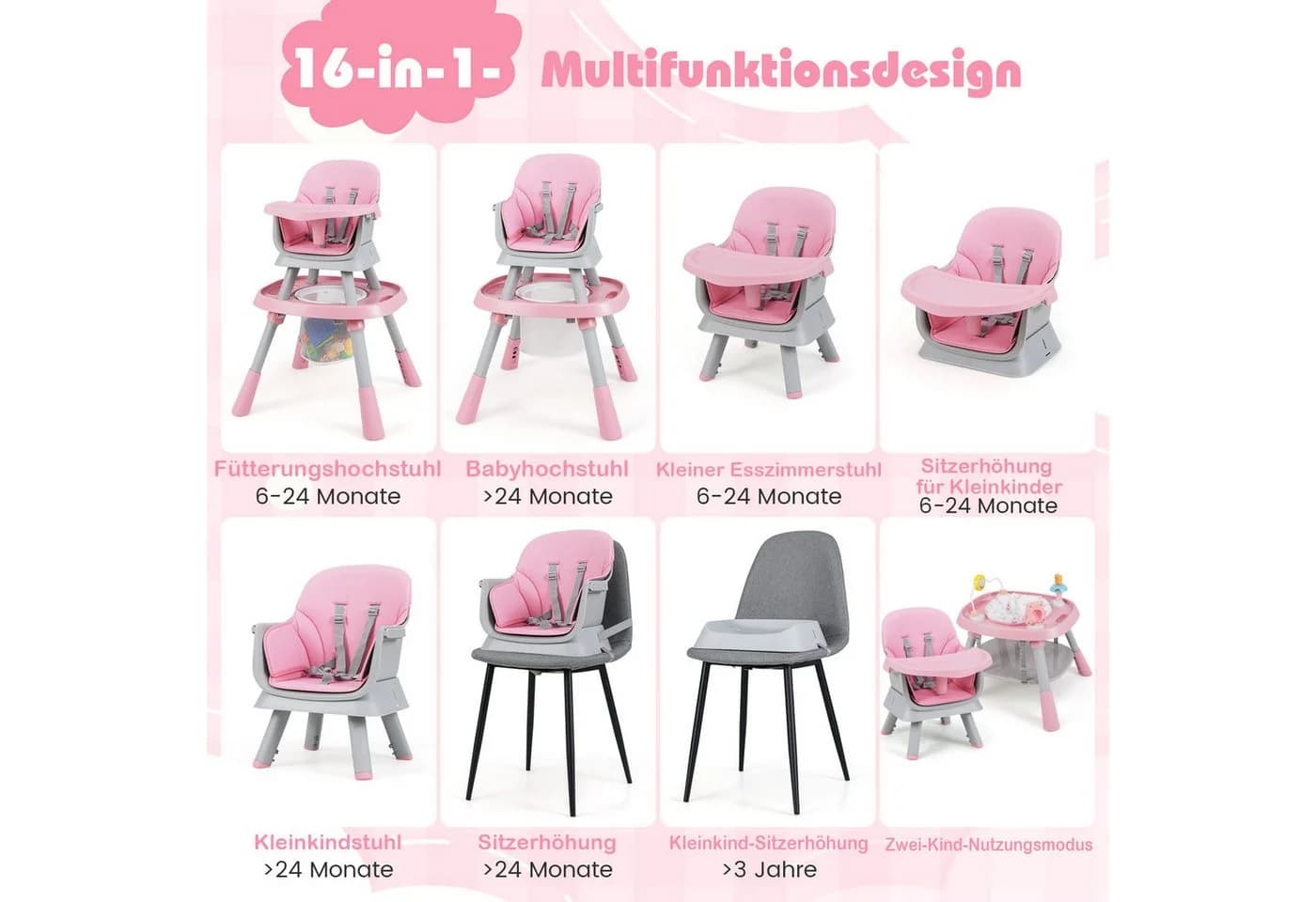 COSTWAY 16-in-1 Kinderhochstuhl ab 6 Monate