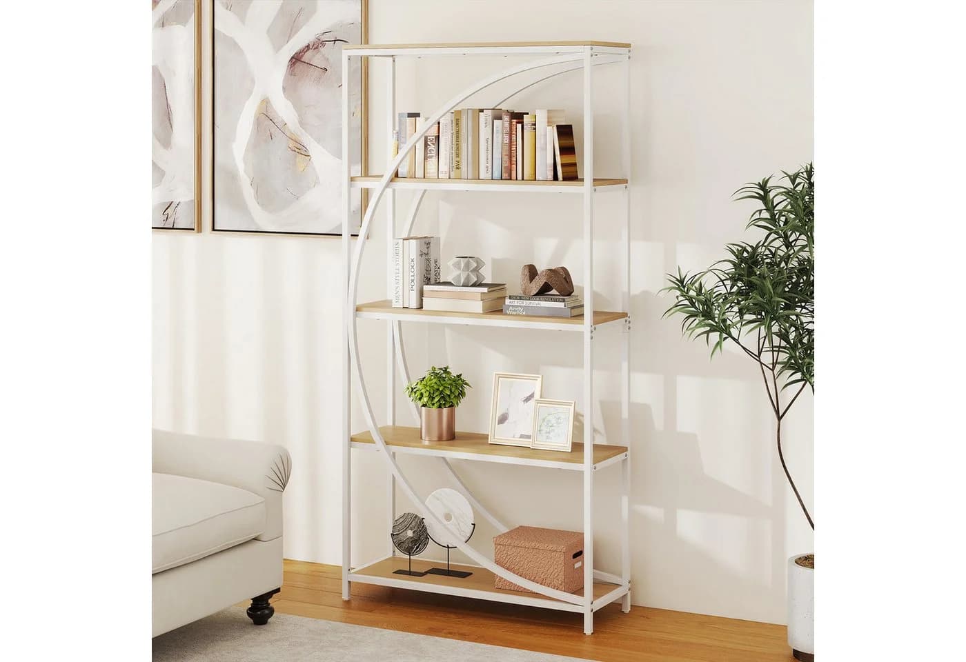 COSTWAY Bücherregal Metallrahmen 86 x 30 x 175 cm