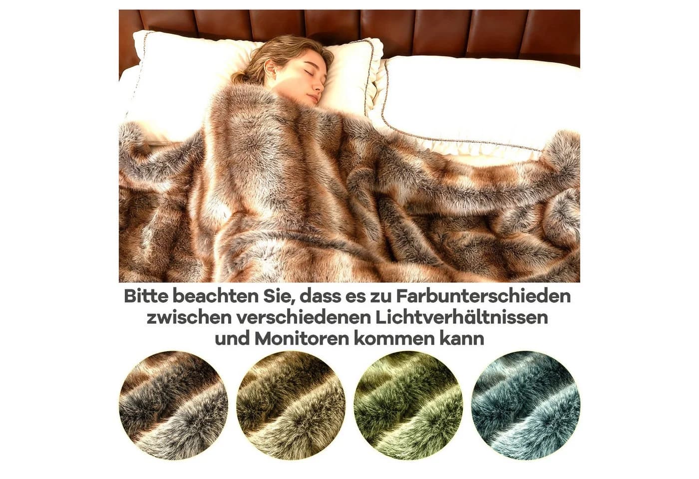 COSTWAY Kuscheldecke Kunstfell 153x203cm Braun