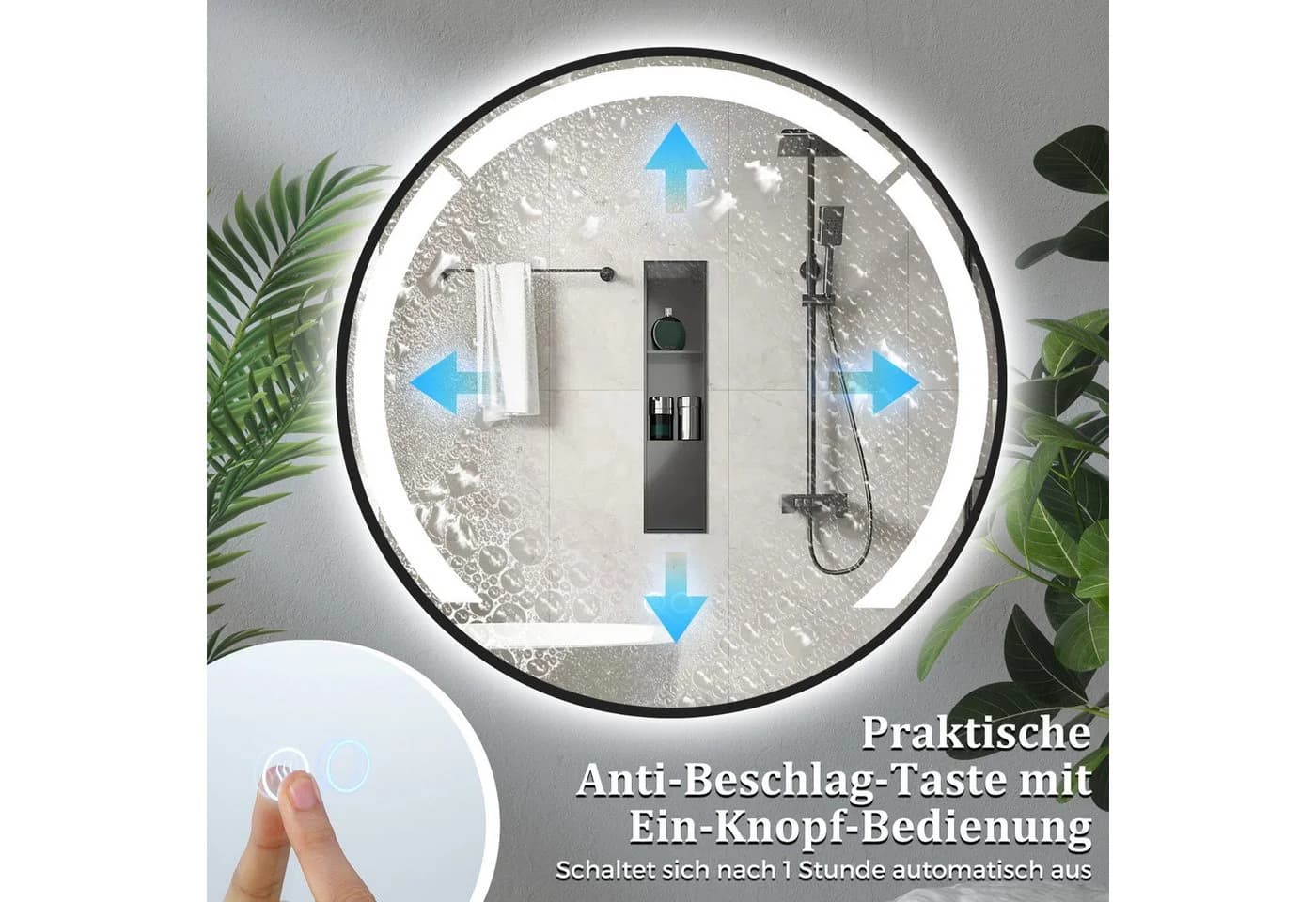 COSTWAY Badspiegel 60cm LED Anti-Beschlag