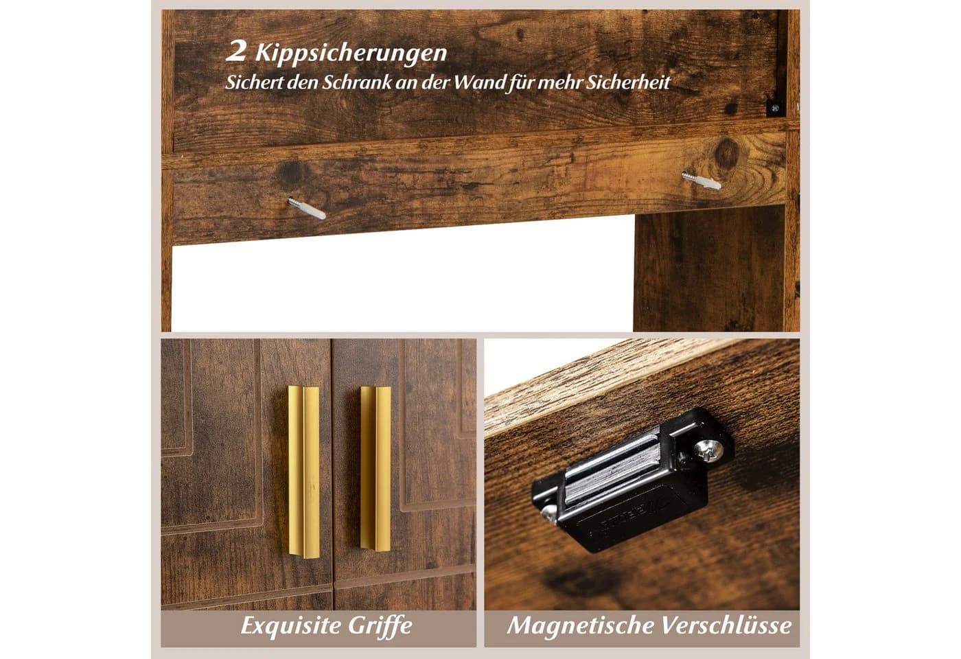 KOMFOTTEU Badregal mit 7 Fächern & LED-Beleuchtung