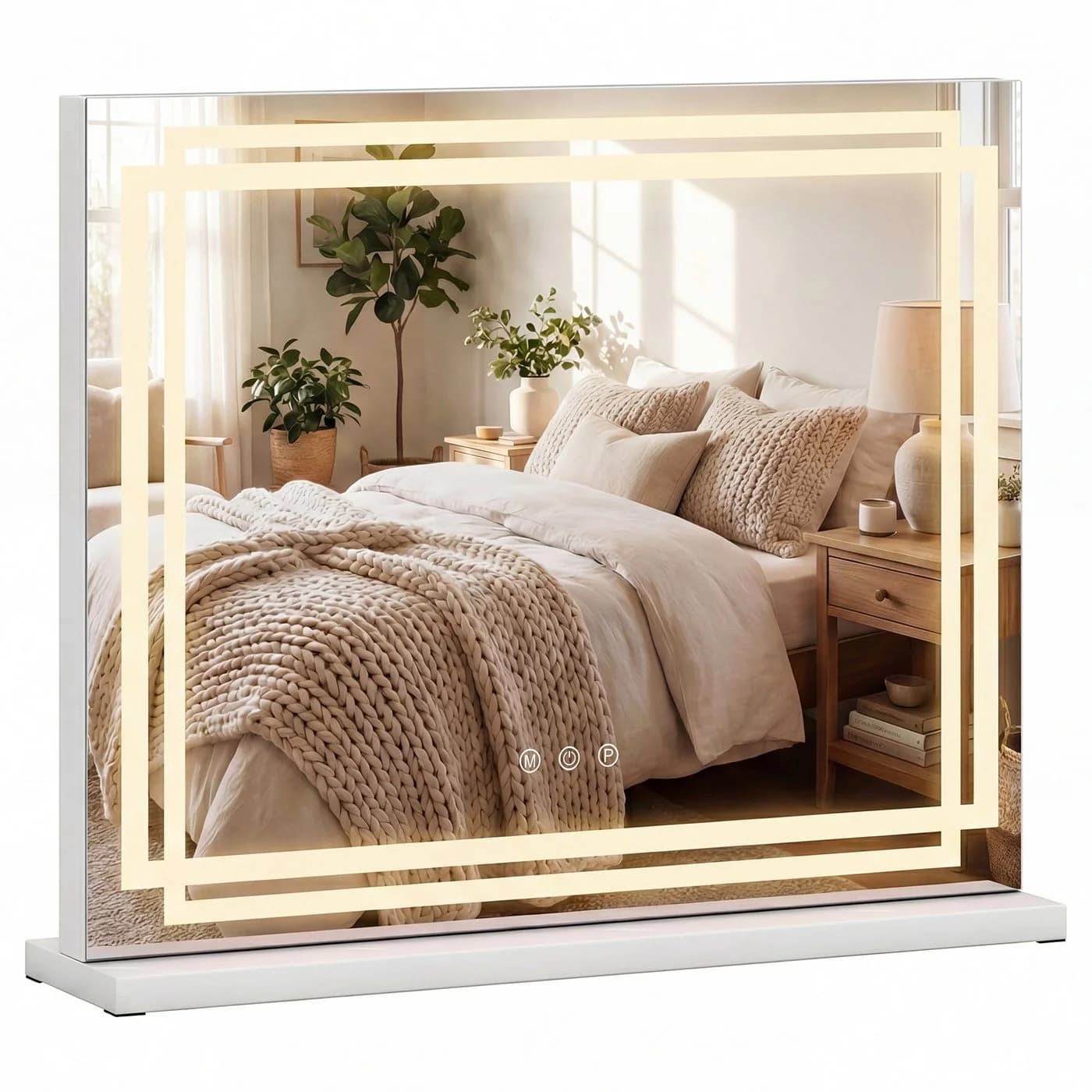 COSTWAY LED Schminkspiegel Weiß 3-farbig Dimmbar