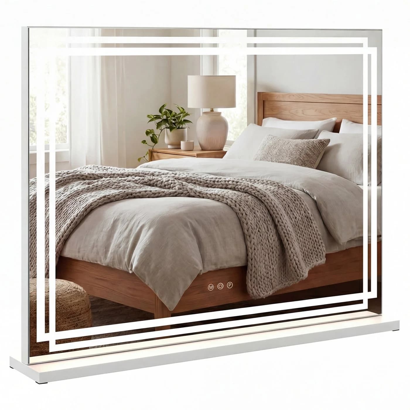 COSTWAY Schminkspiegel LED beleuchtet 80x62cm