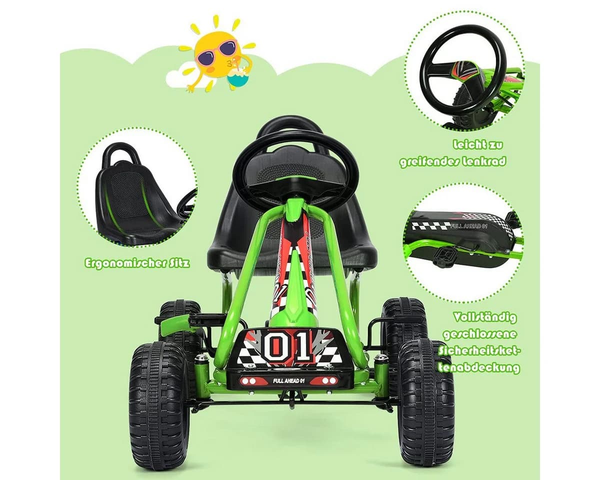 COSTWAY Go-Kart Tretfahrzeug Grün ab 3 Jahren