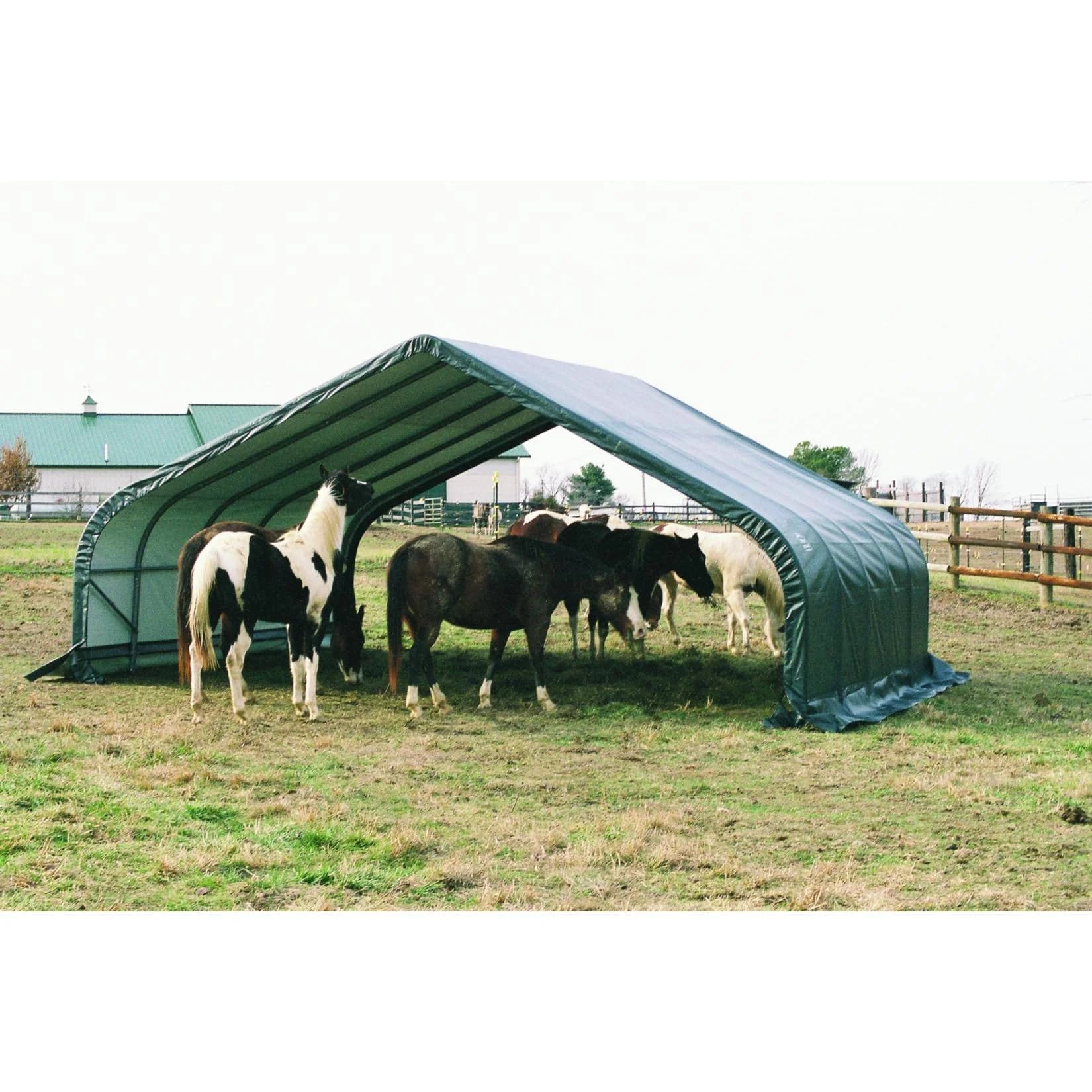 ShelterLogic Weidezelt Run-In-Shed Grün Polyethylen 49,6 m²