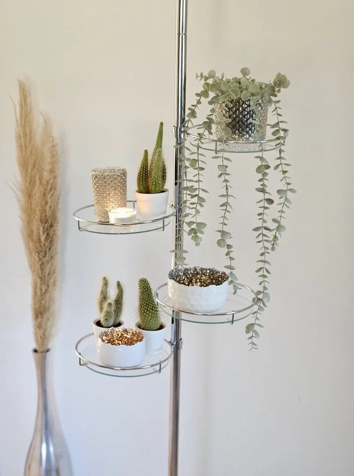 Meinposten Teleskop-Blumenregal Silber Höhenverstellbar